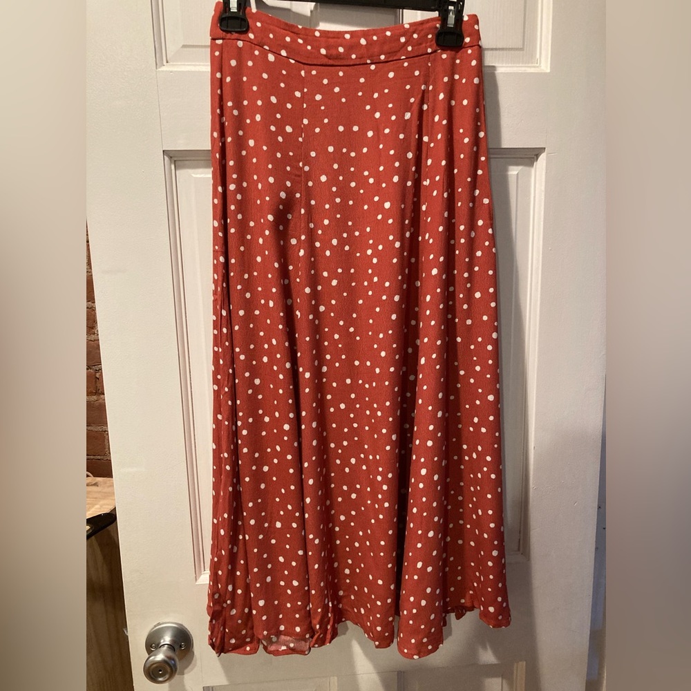 Flowy burnt orange skirt from Farrow/Need Supply